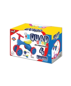 Bici pedagogica per bambini quad con 4 ruote, colore blu